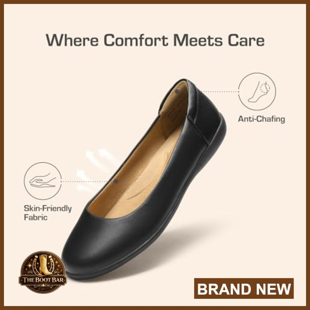Comfortable Ballet Flats for Work, Slip-On Round Toe Office Shoes - Picture 4 of 7
